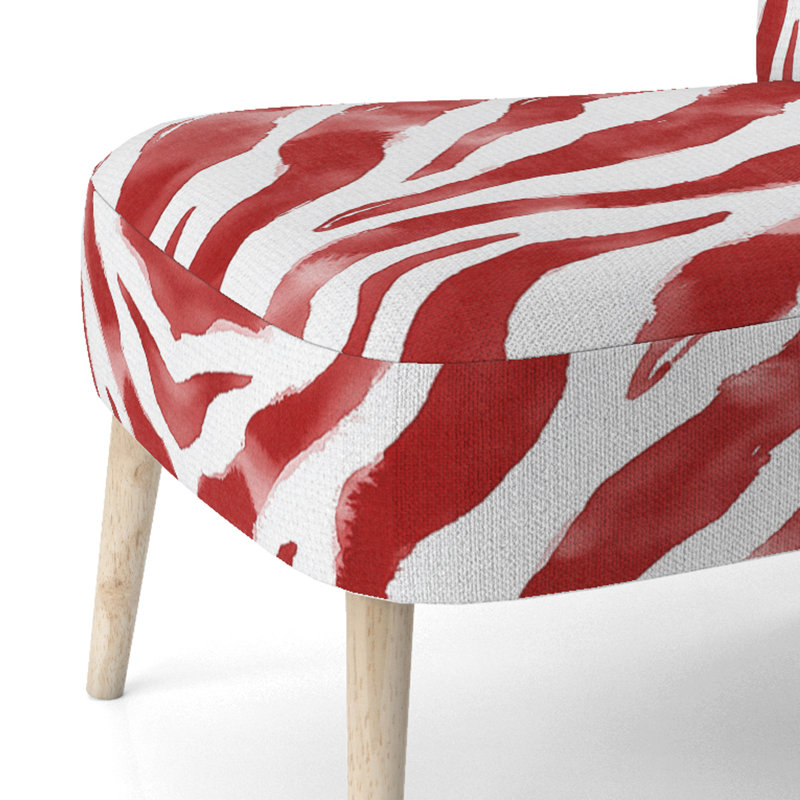 Chaise d'appoint rembourrée Zebra, Rouge / Blanc