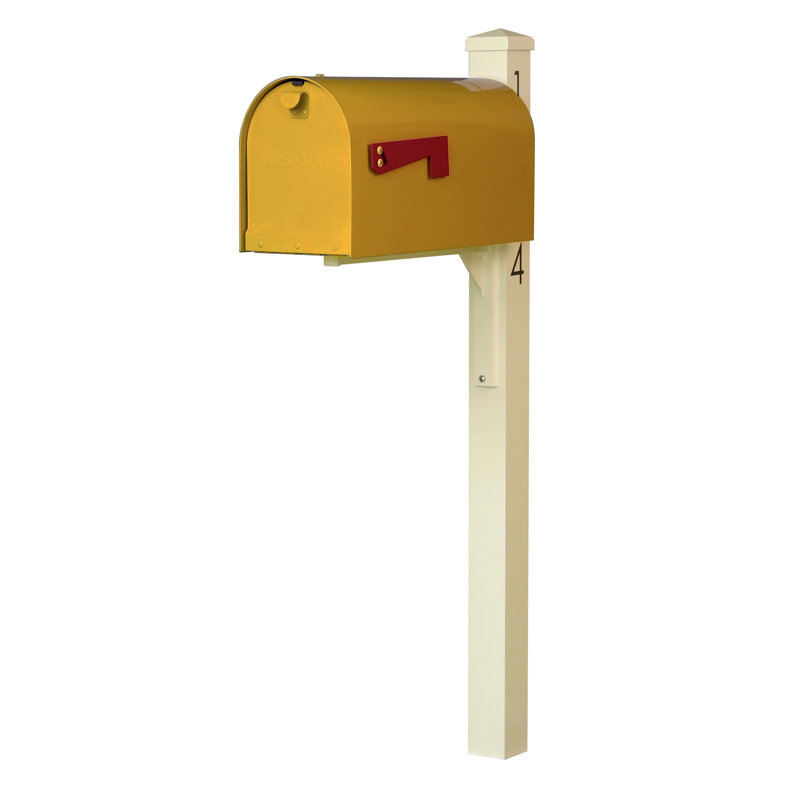 Boîte aux lettres montée sur poteau Rigby, Jaune