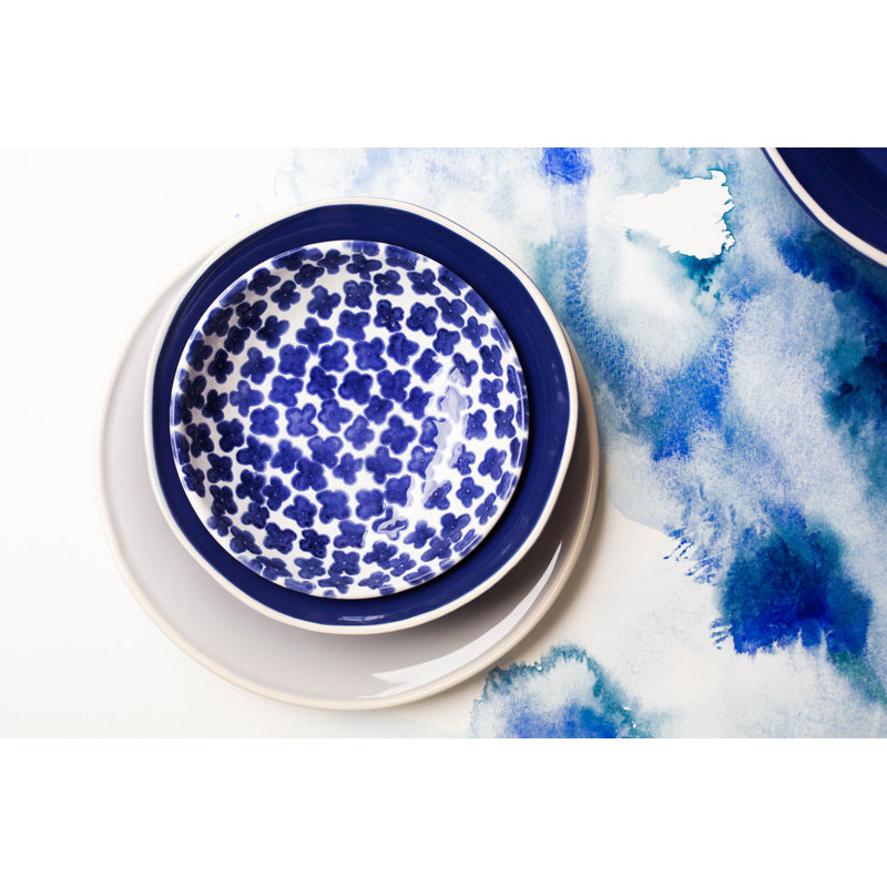 Handcrafted Blue and White Ceramic Appetizer Plates Set