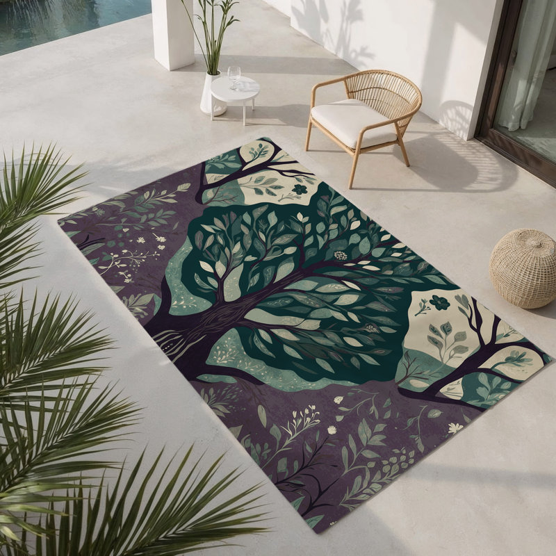 Tapis intérieur et extérieur Midnight Arbor, Rectangle 5 pi x 7 pi