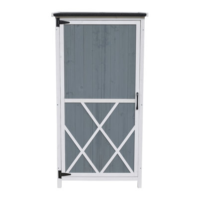 Remise de rangement 54 "deux tons - Design gris et blanc avec toit incliné et 5 compartiments