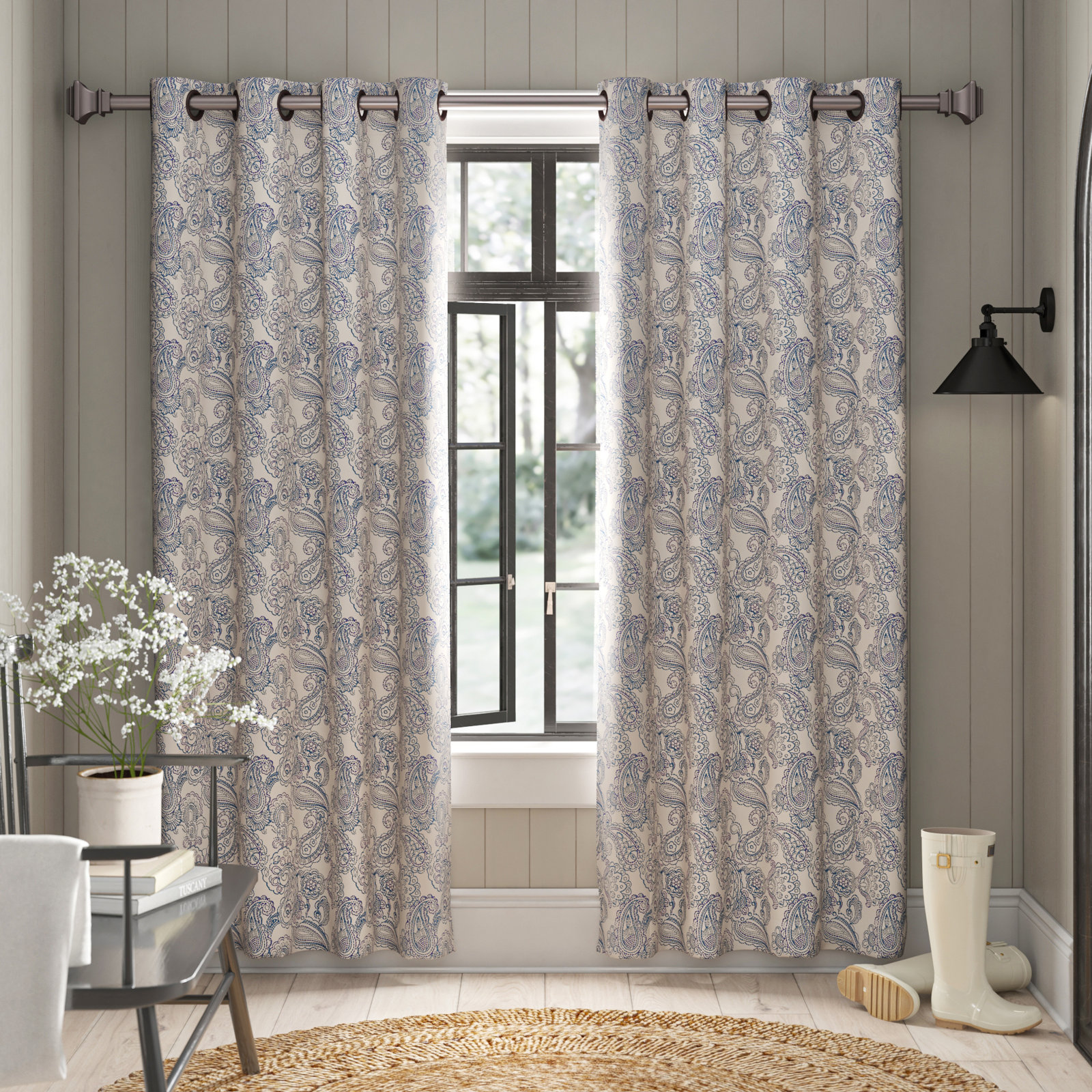 Willingford Blackout Polyester Curtain, Blue, 52"W x 96"L