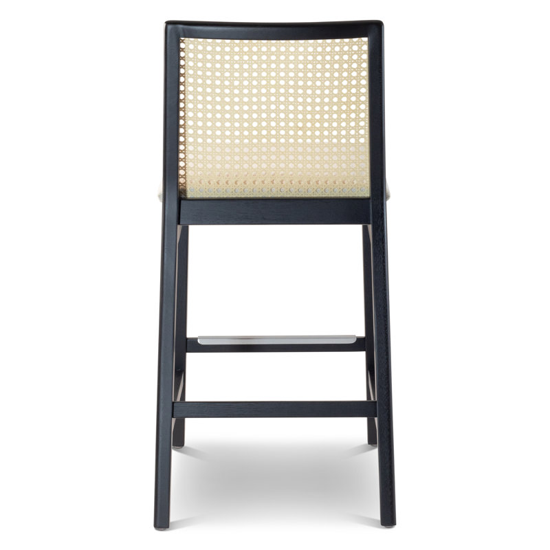 Modern Brazilian Nardia Cane Bar Stool, Light Gray/Ebano/Natural, Counter Stool (25.5" Seat Height)