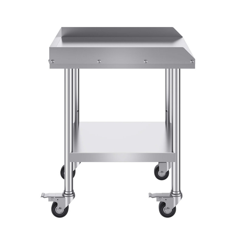 Table de travail en acier inoxydable, table de préparation commerciale 24 x 24 x 30 pouces avec 4 roues