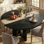 Table de salle à manger ronde extensible de 119 à 160 cm pour 4 à 8 personnes, style campagnard, en bois, avec pieds larges et structure métallique robuste. Forme ovale. Parfait pour les repas, la cuisine ou un appartement. Économie d'espace assuré.-50763361
