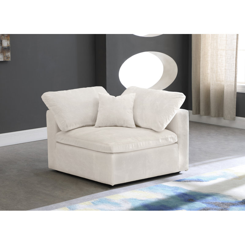 Fauteuil en velours et demi Cozy, Velours crème