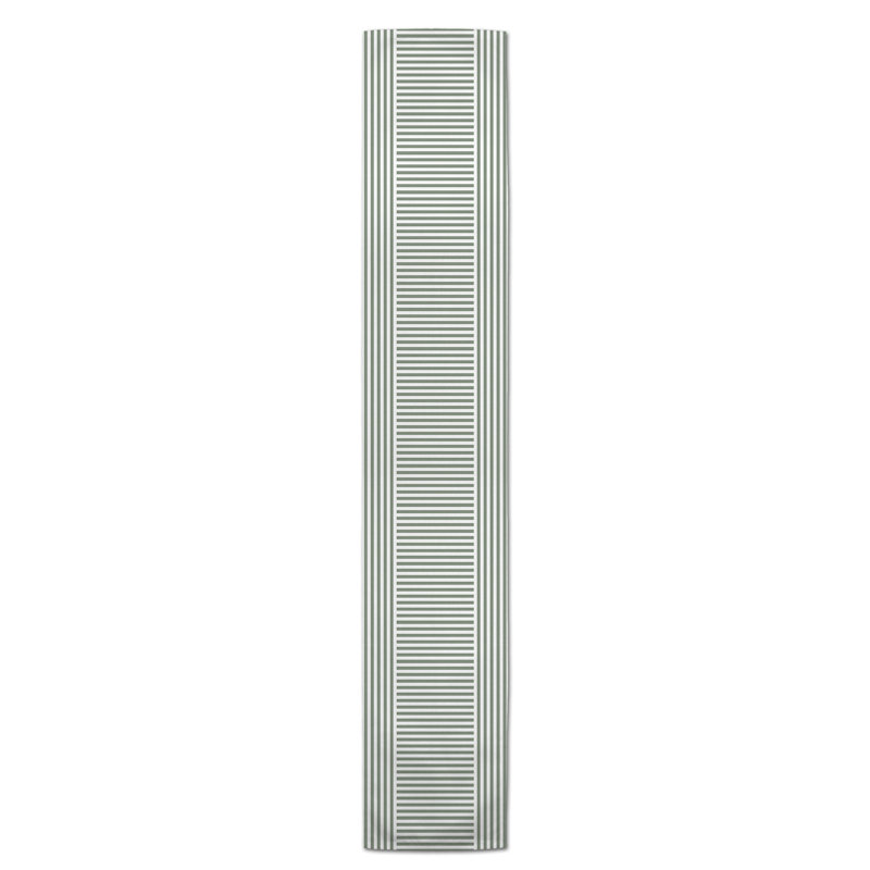 Chemin de table Doster, 72 po x 16 po, Vert sauge, Rayé 2