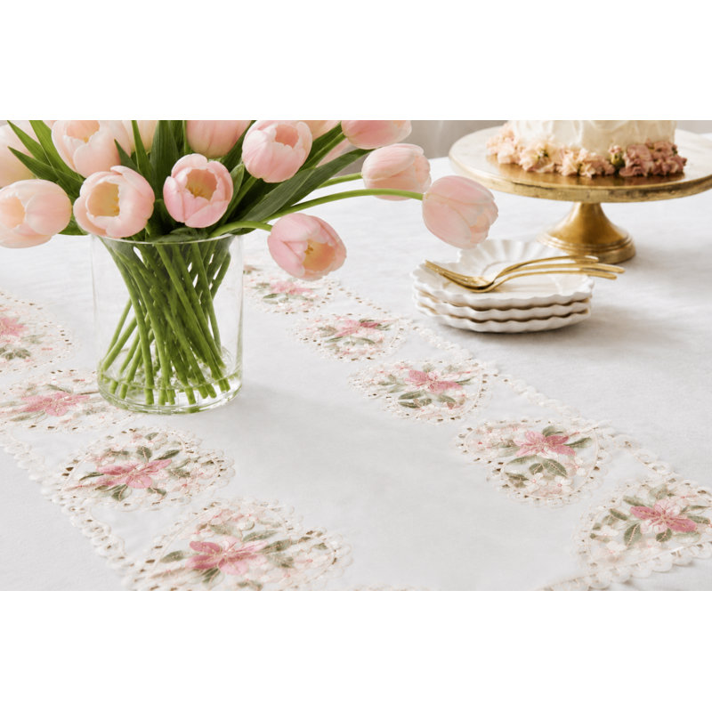 Albaugh Embroidered Cutwork Table Runner, 70" L x 15" W