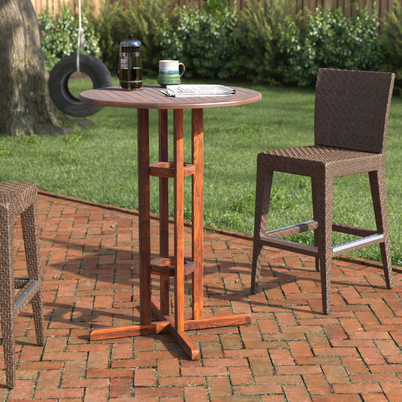 Ponce Round Acacia Outdoor Bar Table , 31'' in. W 31'' in. D
