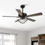 Ventilateur de plafond à DEL intégré à 5 pales à intensité variable Chantalle-1979054842