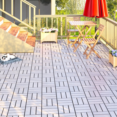 30 PCS Interlocking Deck Tiles Striped Pattern