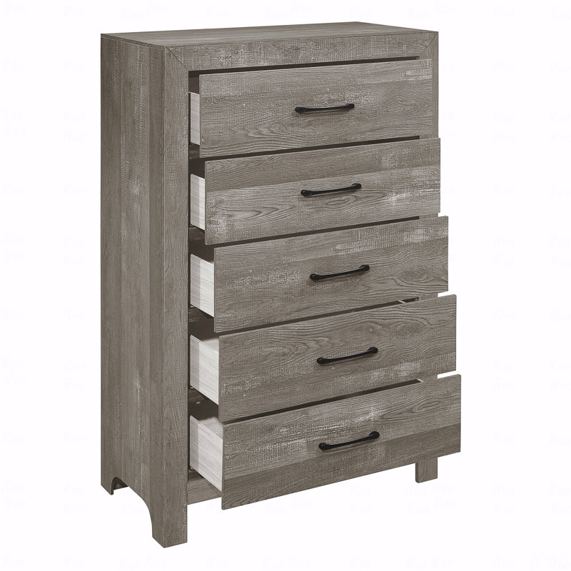 Commode 1 pièce au fini rustique gris avec tiroirs de rangement, Gris