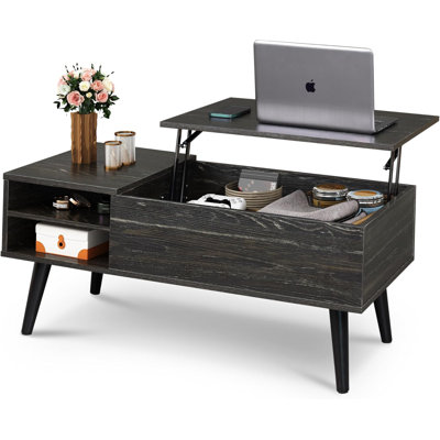 Lift Top Coffee Table for Living Room,Small Coffee Table with Storage,Hidden Compartment and Adjustable Shelf,Mid Century Modern, Wood,Cherry, -  George Oliver, 45DA5D0B97EE4CF087F06BA912A2B229