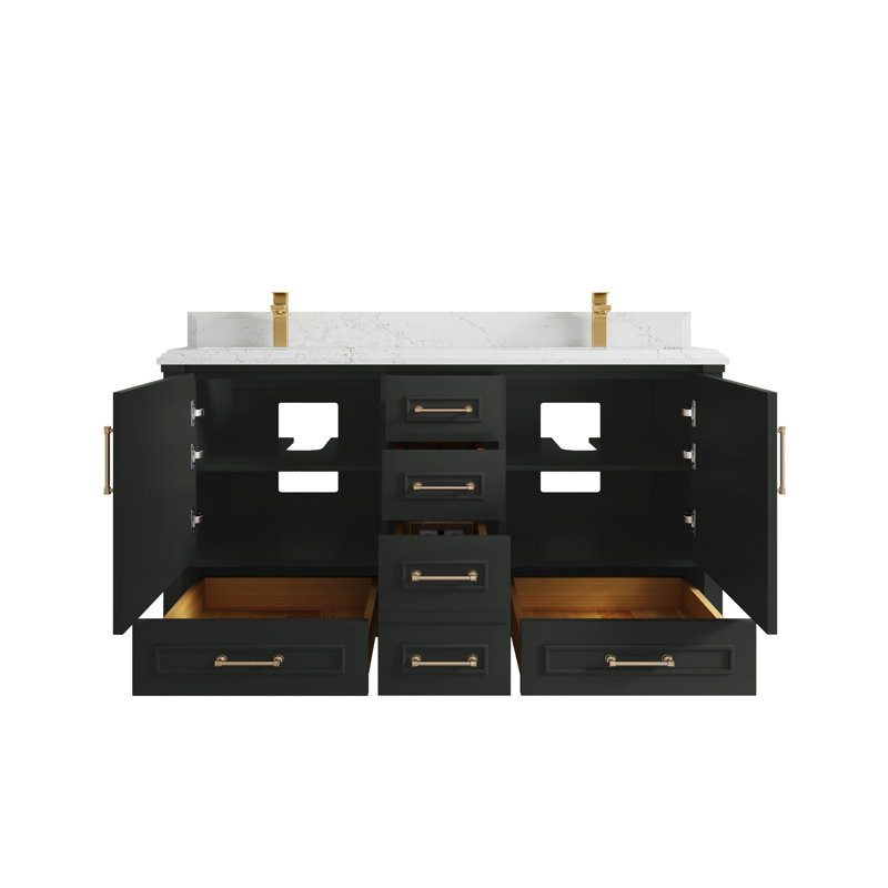 Ensemble de meuble-lavabo double 60 po Aberdeen, Empira, Bitume