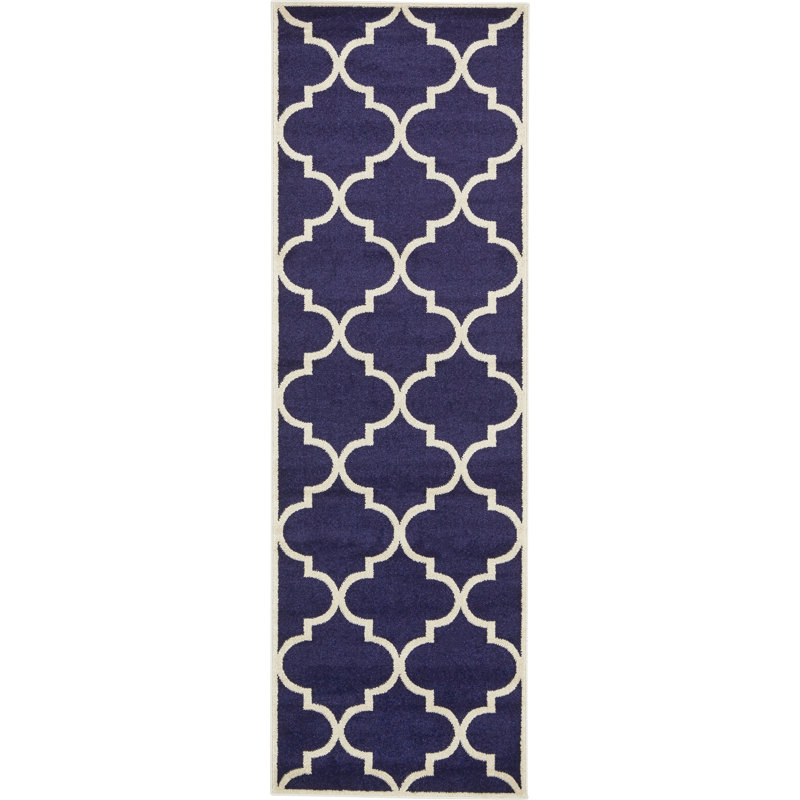Tapis bleu marine / ivoire Molly, Tapis de couloir 2 pi 7 po x 8 pi