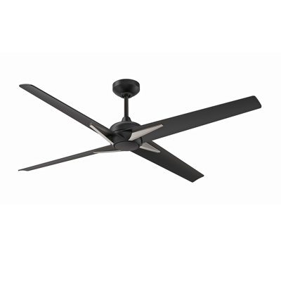 ALESTRA 56 Matte Black Ceiling Fan with LED Light Kit & Remote Control - Energy Efficient