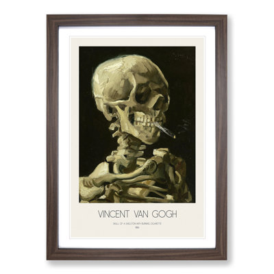 Skull of a Skeleton with Cigarette with Border by Vincent Van Gogh - Picture Frame Painting on MDF