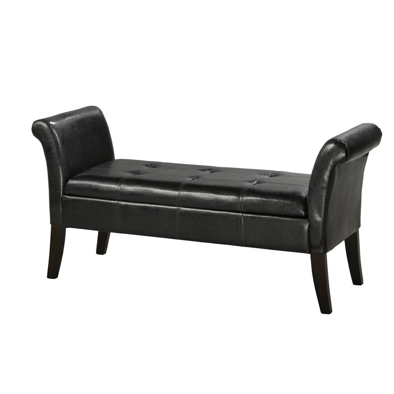 Banc de rangement à couvercle rabattable rembourré Ronny, Espresso