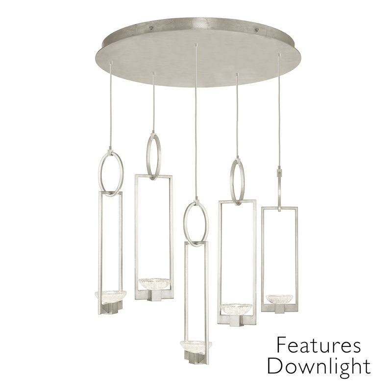 Luminaire suspendu rond 26,5 po Delphi, Argent