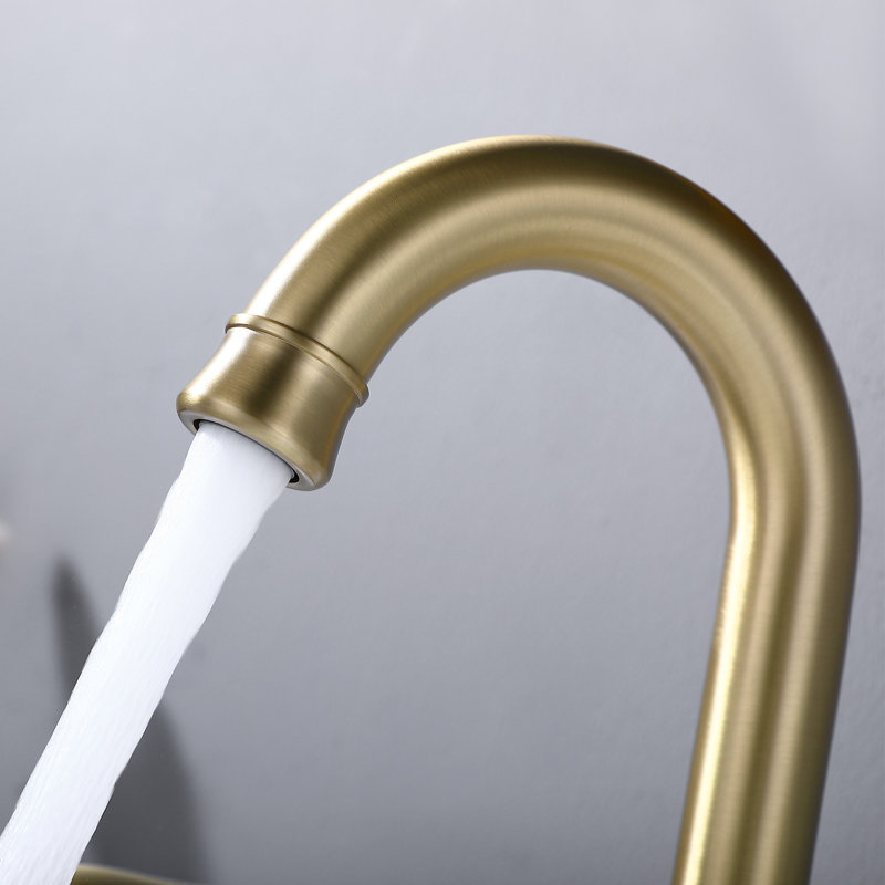 Widespread 2-handle Bathroom Faucet with Drain Assembly, Brushed Gold