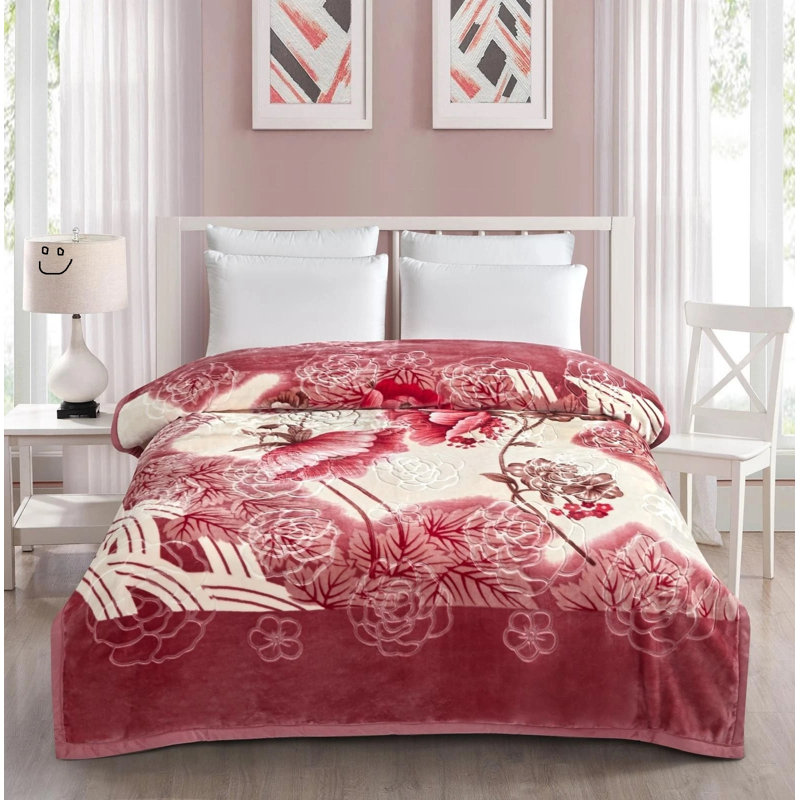 Plain Weave / Muslin Throw Blanket, Red Floral