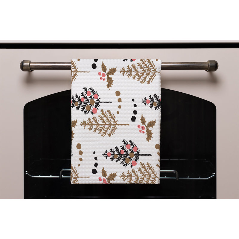 Floral Waffle Texture Tea Towel Kitchen Towel