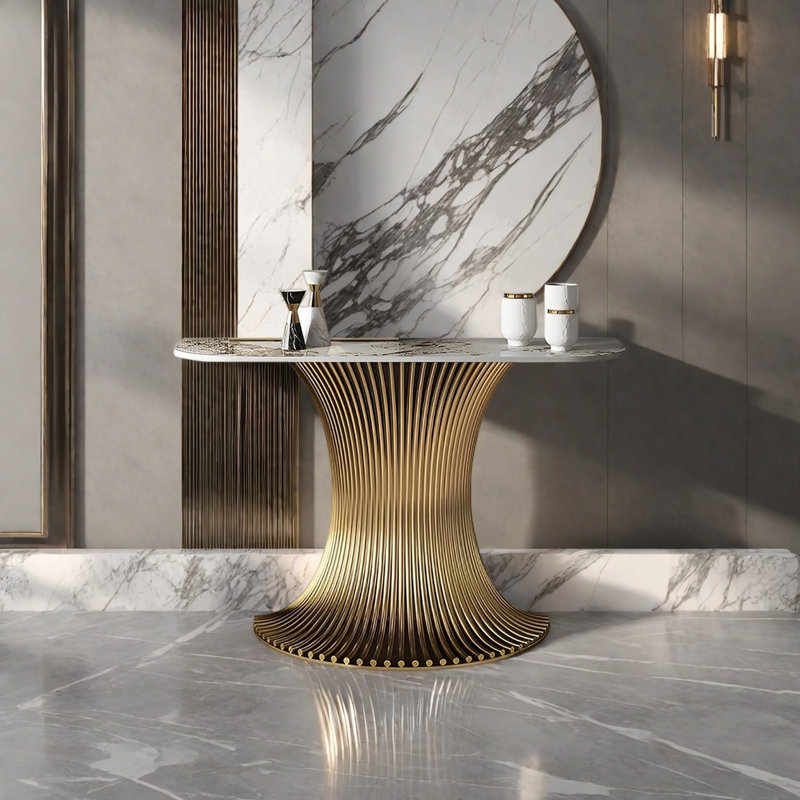 Console Modern Luxury Art, H 33,46 po x l 39,37 po x P 15,75 po, Argent argent
