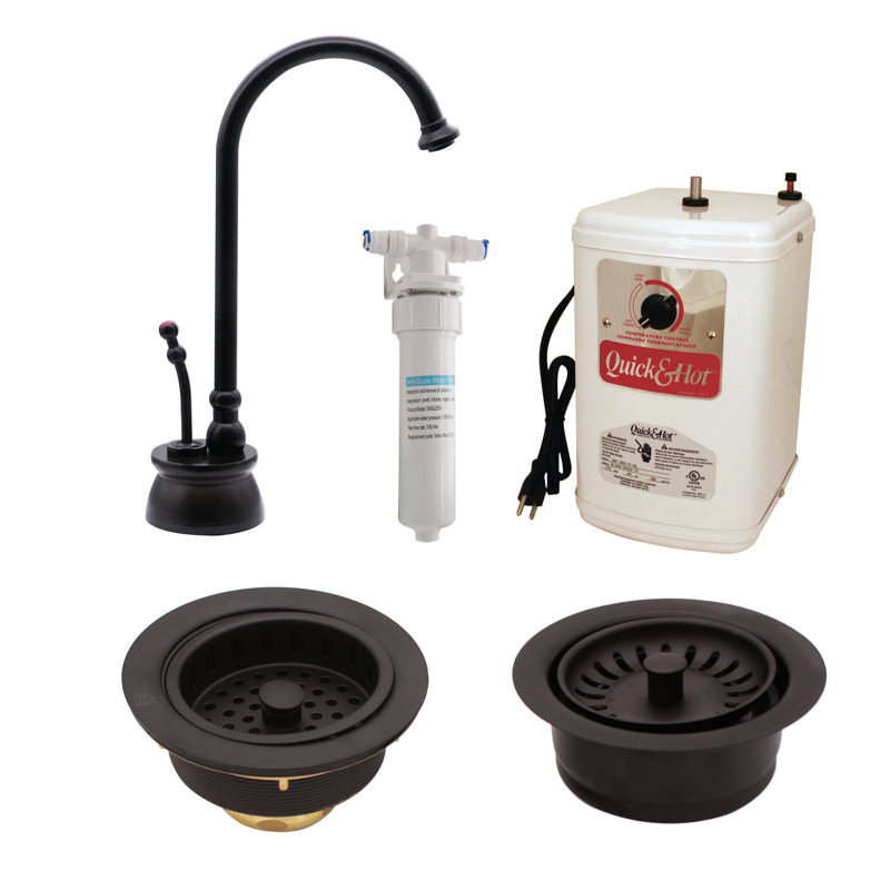 Calorah 10" 1-Handle Hot Water Dispenser Faucet with Filter, Kitchen Sink Drain & Disposal Trim, Oil Rubbed Bronze