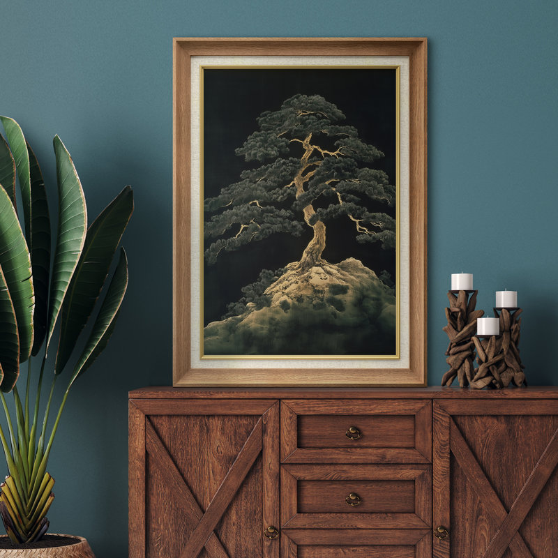 Pin sur rocher, art mural encadré, H 36 po x l 26 po x P 1,5 po, Cadre naturel de qualité supérieure