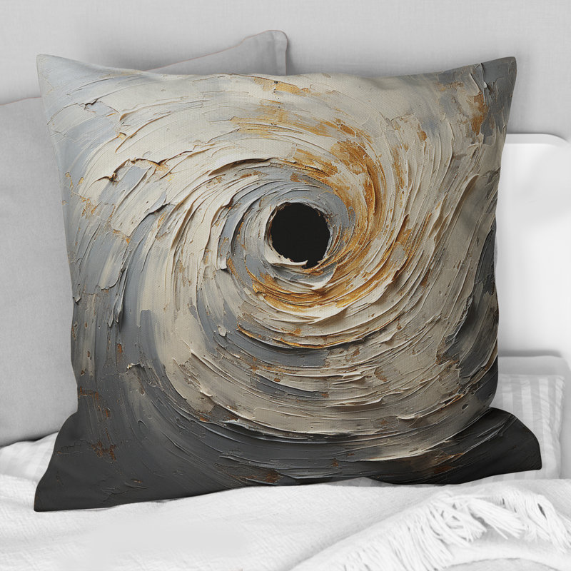 Coussin décoratif gris et doré Mystical Spirals - Abstract Spirals