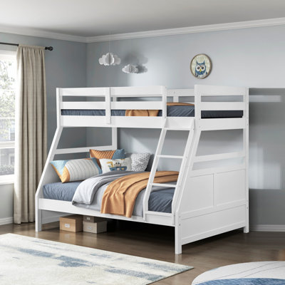79,5 po x 59,0 po x 66,5 po, 1 pièce, en bois, lit simple superposé au-dessus d'un lit double, blanc, garde-corps