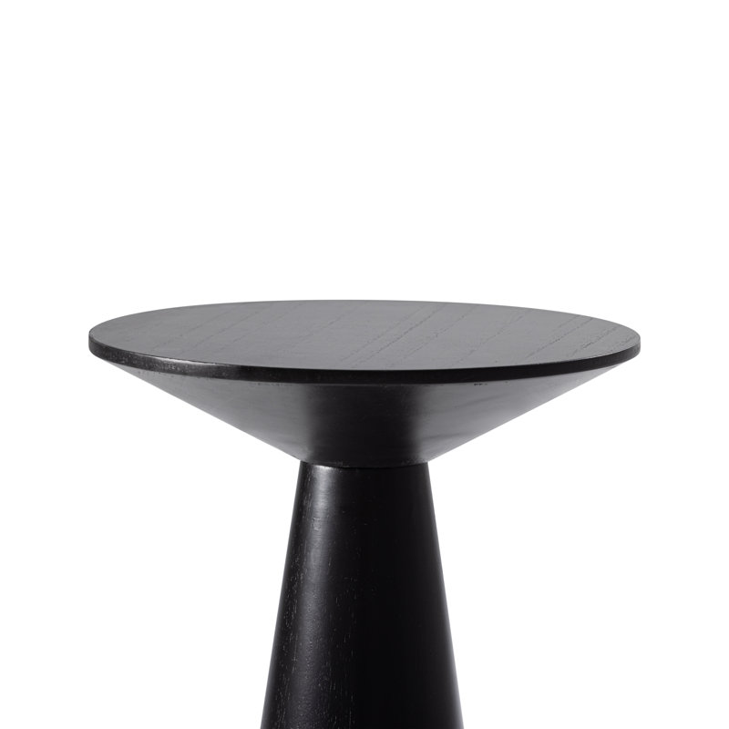 Table d'appoint ronde de style moderne du milieu du siècle, en bois massif, petite taille, avec pied central, 49,5 cm de hauteur
