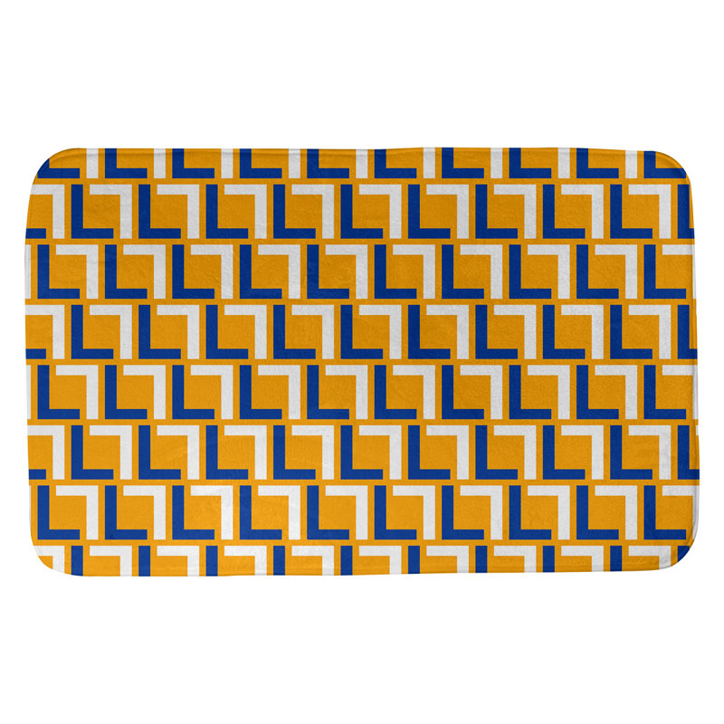 Tapis pour salle de bain Baltimore, l 17 po x L 24 po, Or / bleu / blanc