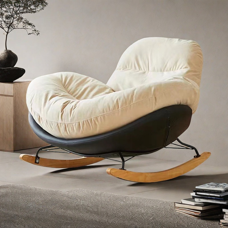 Chaise berçante crème en escargot, Noir