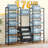 5/6-tier Bookcase With Hanging Fabric Bins, Adjustable Shelves, Storage Unit-696410064-696410071