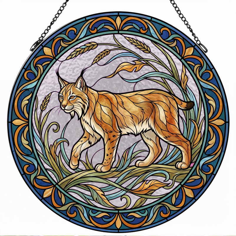 Panneau de vitrail Lynx Artwork, 7,8 H, H 7,8 po