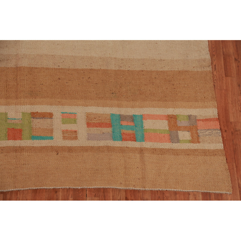 Tapis rayé en jute kilim 9 x 12