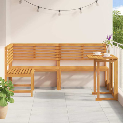  Garden Bench Set 3 Pcs Brown Solid Acacia Wood