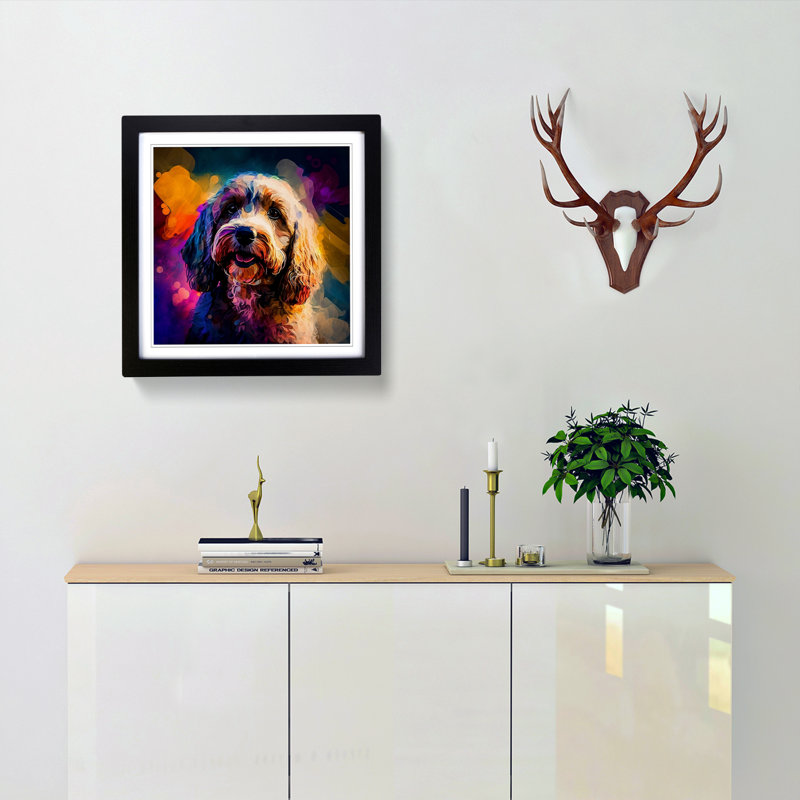 Cockapoo Abstract Expressionism - Framed Print, Black