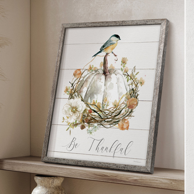 «Be Thankful Bird», reproduction encadrée - bois massif, H 11 po x l 9 po
