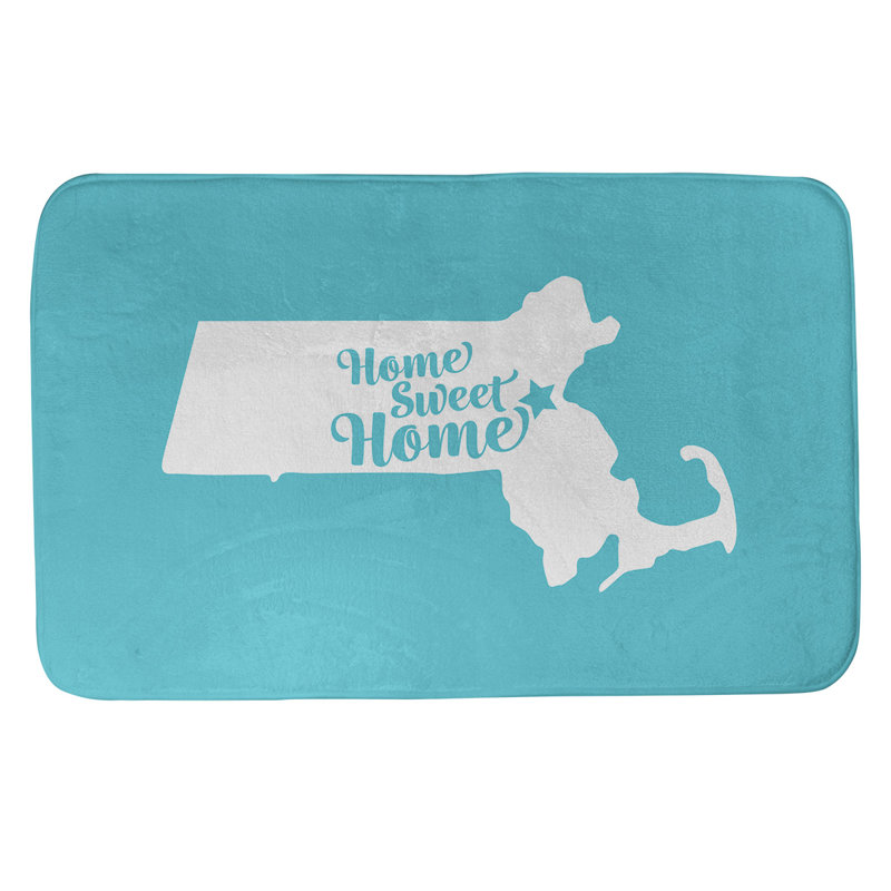 Tapis de bain antidérapant Colors, L 17 po x L 21 po, Noir, Home sweet Boston