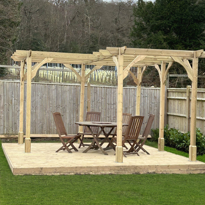 Barz 4.8m x 4.8m Solid Wood Pergola, Light Green