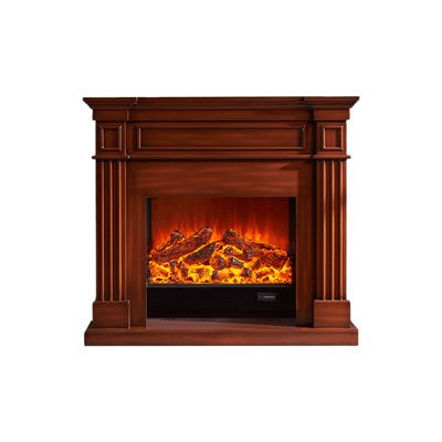 Walnut Solid + Manufactured Wood Electric Fireplace