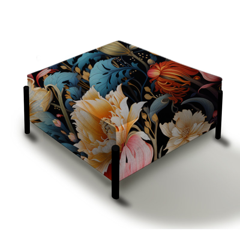 Motif botanique cosmique botanique - grand repose-pieds carré floral