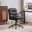 Black Office Chair, Mid Back Home Office Desk Task Chair, With Wheels And Arms, Ergonomic Pu Leather Computer Rolling Swivel Chair, With Padded Armrest, The Back Of The Chair Can Recline 40°, Sw1741bk-1148293812