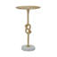 Table d'appoint dorée avec nœuds de corde et base en marbre blanc, table d'appoint décorative de 24 pouces de hauteur | Idée de cadeau