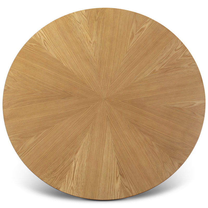 Modern Brazilian Mona Wooden Top Round Dining Table, Damasco