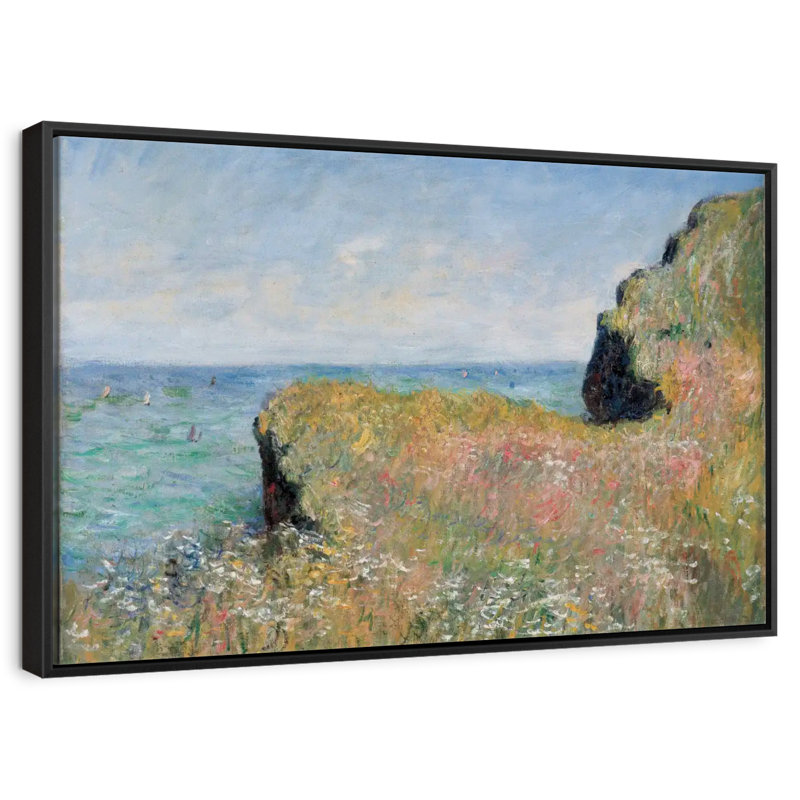 Bord de la falaise Pourville, 46 po x 31 po, Cadre flottant noir