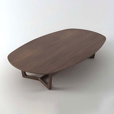 Table basse ovale en bois massif rétro brun