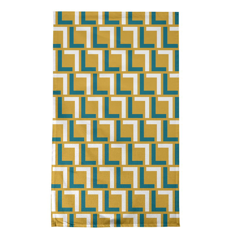 Maillard Tea Towel Kitchen Towel, Cotton Blend, Black/Teal/Gold